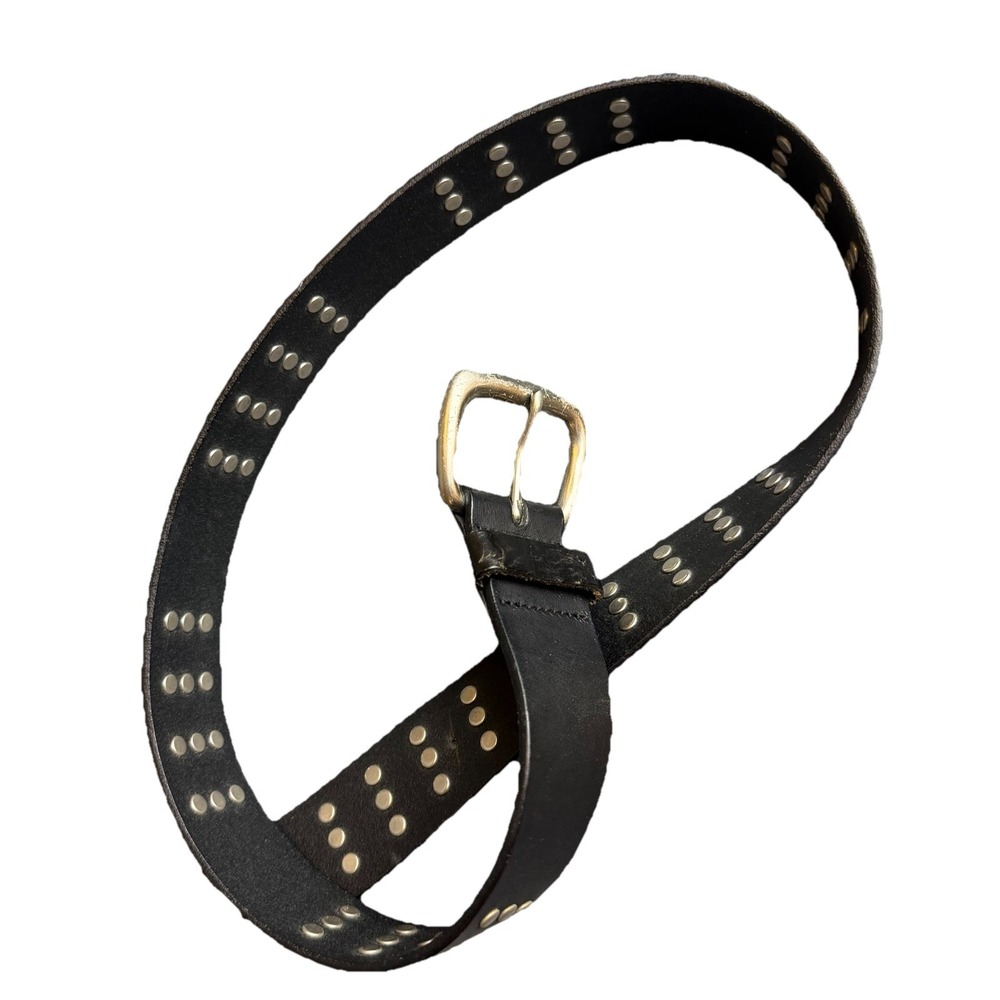 M Julian Studded Black Leather Belt Sz 36 Genuine Punk Rock 50088-01